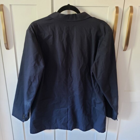 GAP Tailored Blazer Mens 42R Navy Checkered Trim Silk Hanky Y2K Academia Jacket - Picture 3 of 12